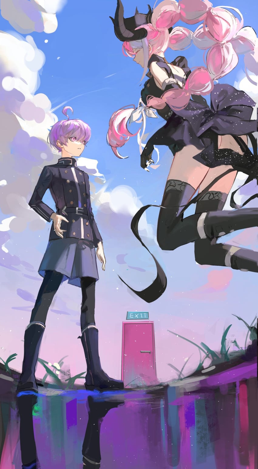 shinigami and yuma kokohead (master detective archives: rain code) drawn by binxngchng1