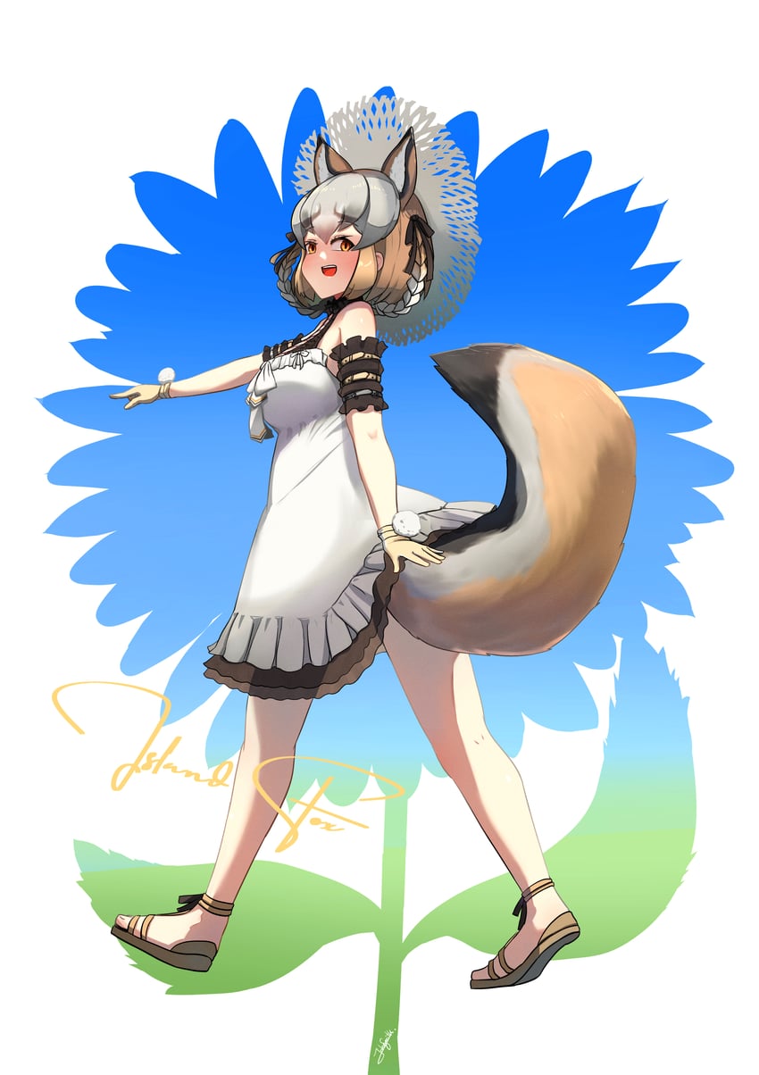 island fox (kemono friends and 1 more) drawn by john_(a2556349)