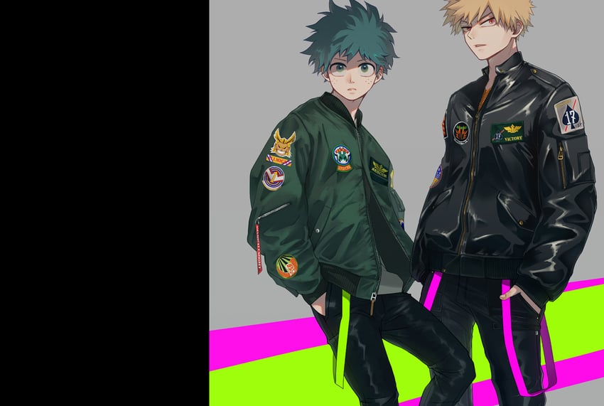 midoriya izuku, bakugou katsuki, and all might (boku no hero academia) drawn by unou_(unou_mha)