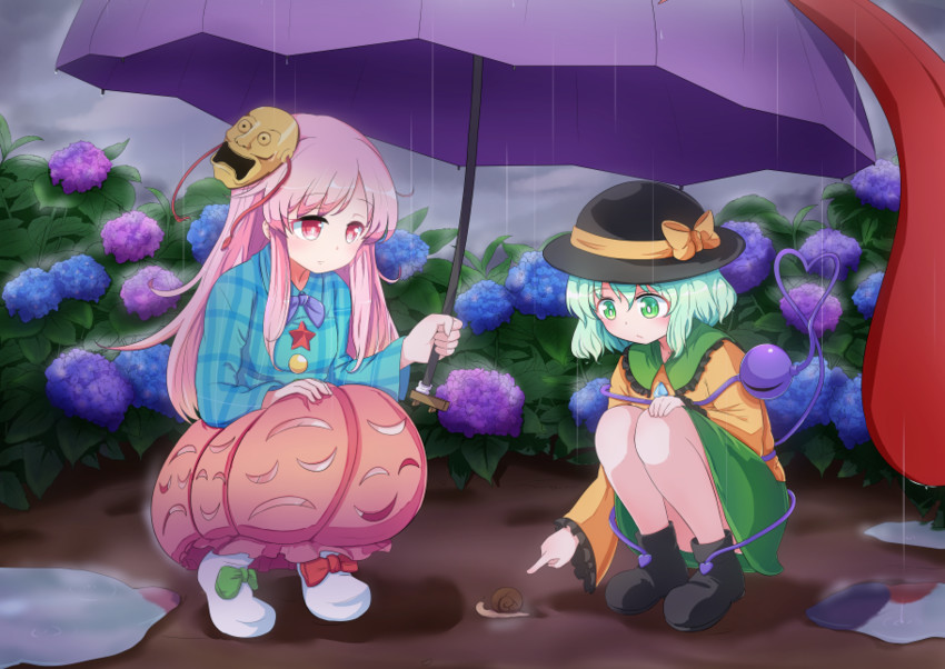 komeiji koishi, tatara kogasa, and hata no kokoro (touhou) drawn by ajia_(otya3039)