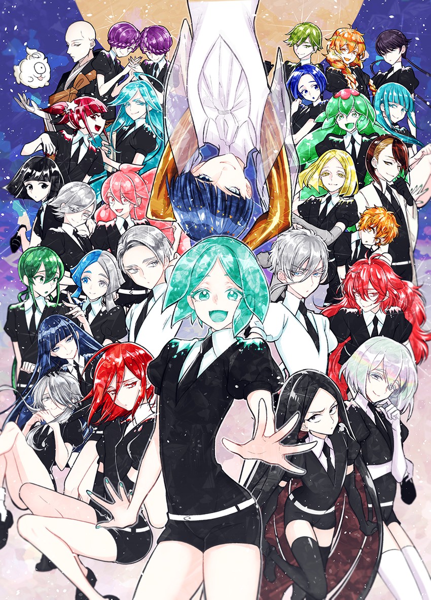 phosphophyllite, diamond, cinnabar, bort, lapis lazuli, and 22 more (houseki no kuni) drawn by morino_bambi