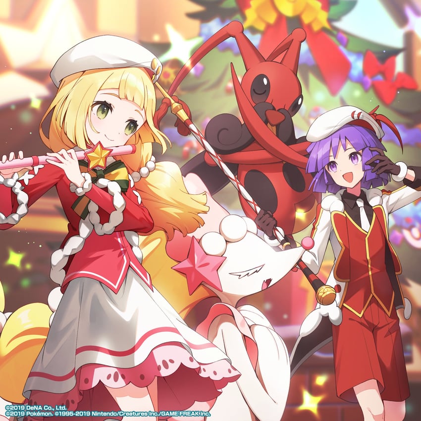 primarina, kricketune, lillie, and bugsy (pokemon and 1 more)