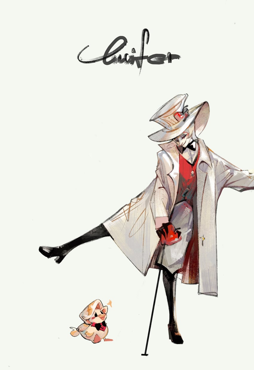 lucifer morningstar and charlie morningstar (hazbin hotel) drawn by 2652893384