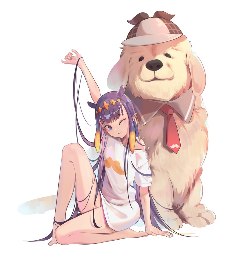 ninomae ina'nis and bubba (hololive and 1 more) drawn by meiyan_(boyimachao)