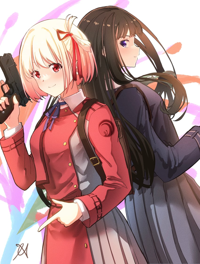nishikigi chisato and inoue takina (lycoris recoil) drawn by aoi_hane