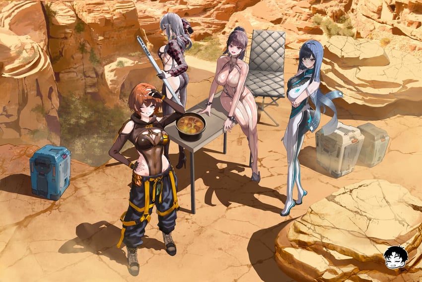 scarlet, raven, lily artemis ii, and eve (goddess of victory: nikke and 1 more) drawn by danny_marx
