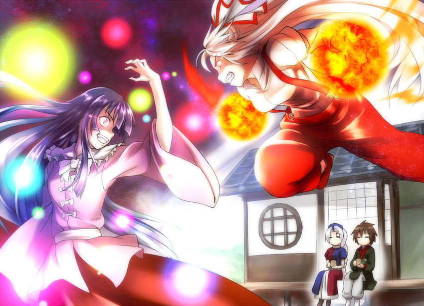 fujiwara no mokou, houraisan kaguya, and yagokoro eirin (touhou) drawn by chaigidhiell