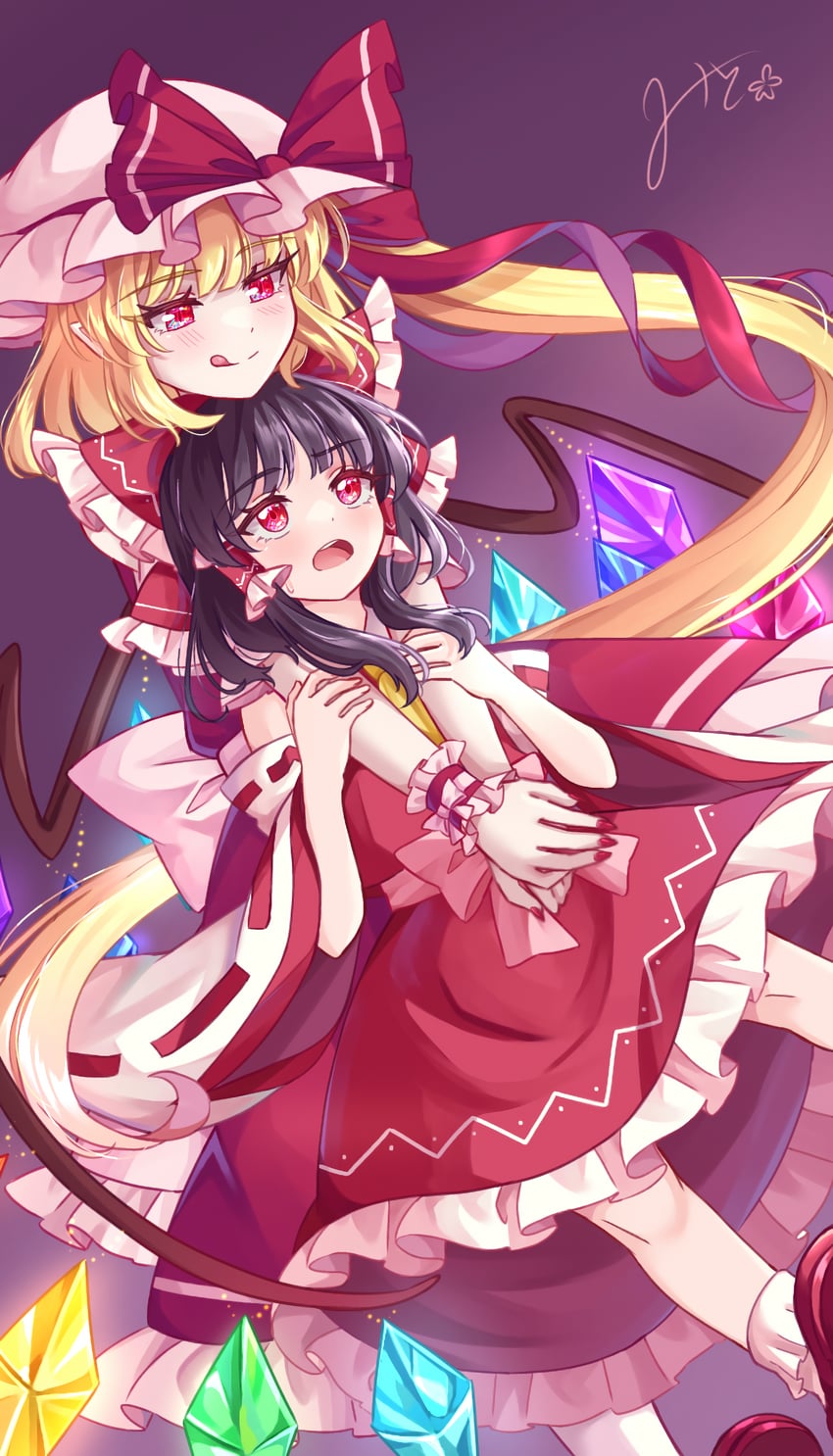 hakurei reimu and flandre scarlet (touhou) drawn by mito_(fate)