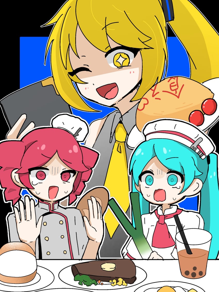 hatsune miku, kasane teto, and akita neru (vocaloid and 4 more) drawn by umihotaru