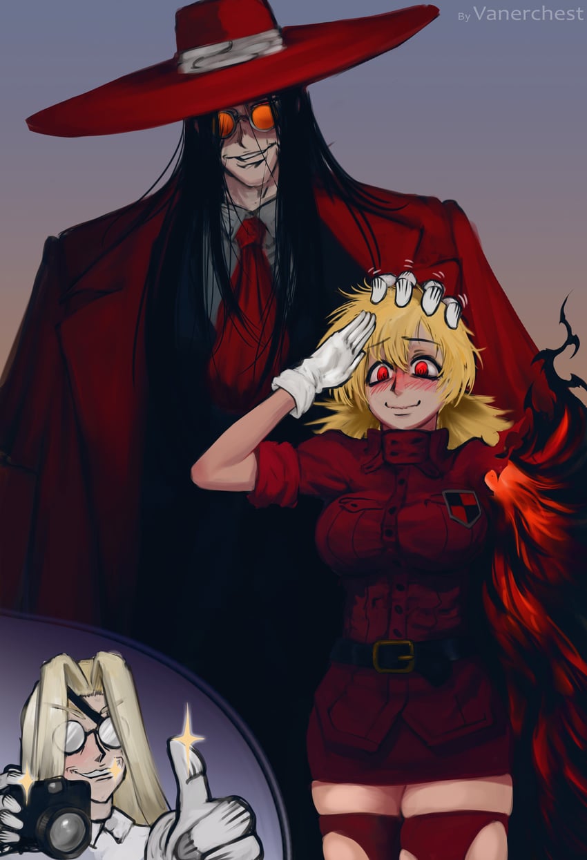 alucard, seras victoria, and integra hellsing (hellsing) drawn by vanerchest