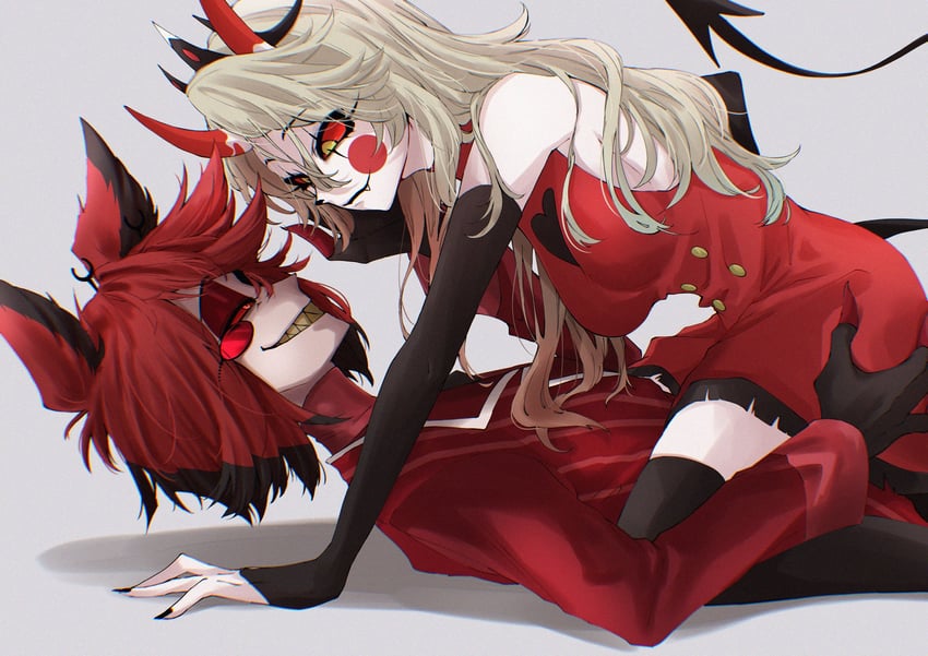 charlie morningstar and alastor (hazbin hotel) drawn by popopopon_zu
