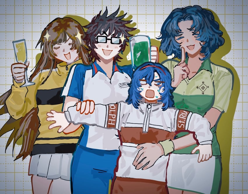 mizuki hajime, yanagi renji, inui sadaharu, and chitose senri (tennis no ouji-sama) drawn by milanoff