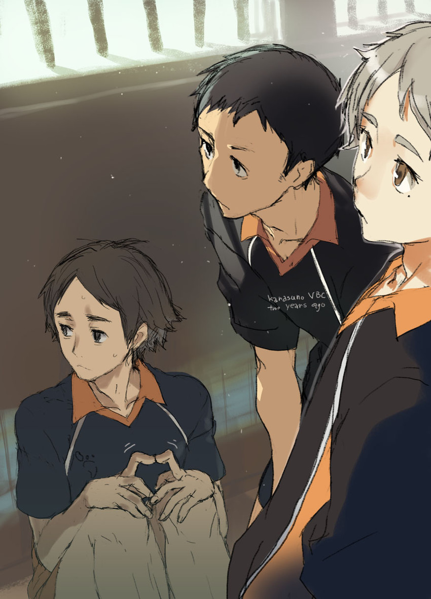 sawamura daichi, sugawara koushi, and azumane asahi (haikyuu!!) drawn by kaimuari