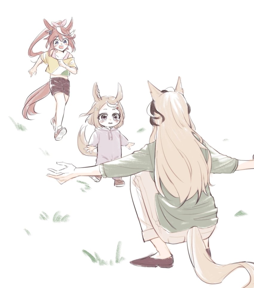 tokai teio, symboli rudolf, and tsurumaru tsuyoshi (umamusume) drawn by taisaaa