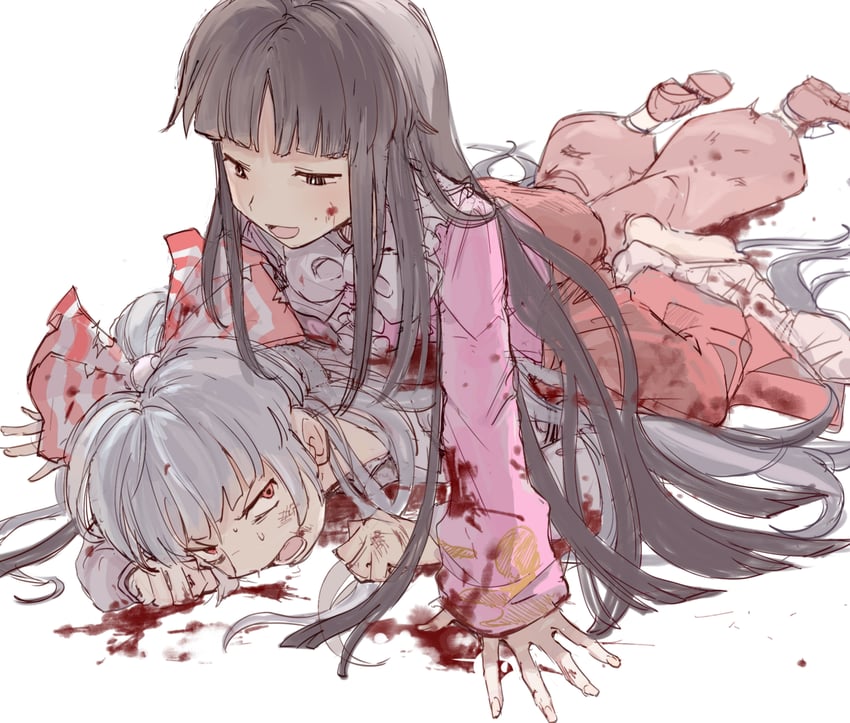 fujiwara no mokou and houraisan kaguya (touhou) drawn by namewanoketsu