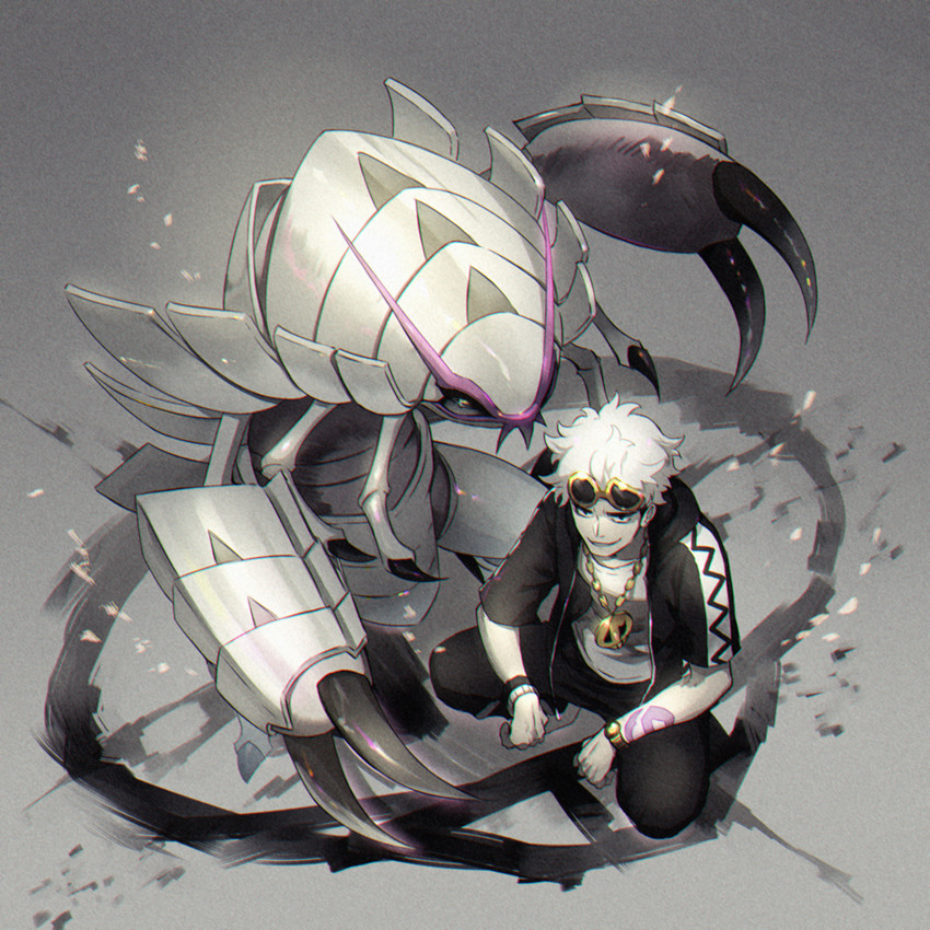 guzma and golisopod (pokemon and 1 more) drawn by yumeko_(poison)