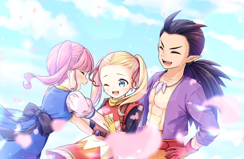 sidoh, female builder, and ruru (dragon quest and 1 more) drawn by mameko_minami