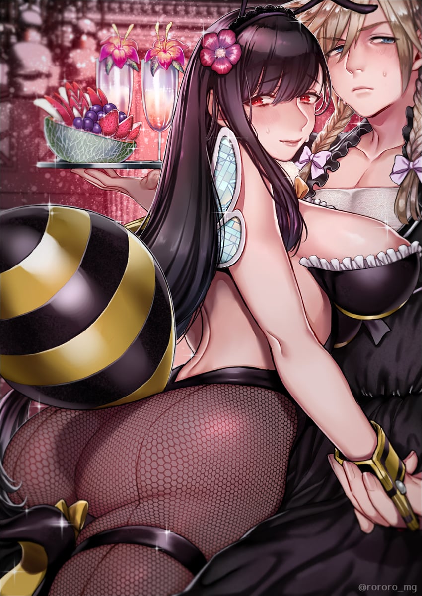 tifa lockhart and cloud strife (final fantasy and 2 more) drawn by rororogi_mogera