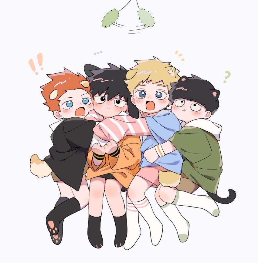 kageyama shigeo, kageyama ritsu, hanazawa teruki, and suzuki shou (mob psycho 100) drawn by duyuoo19