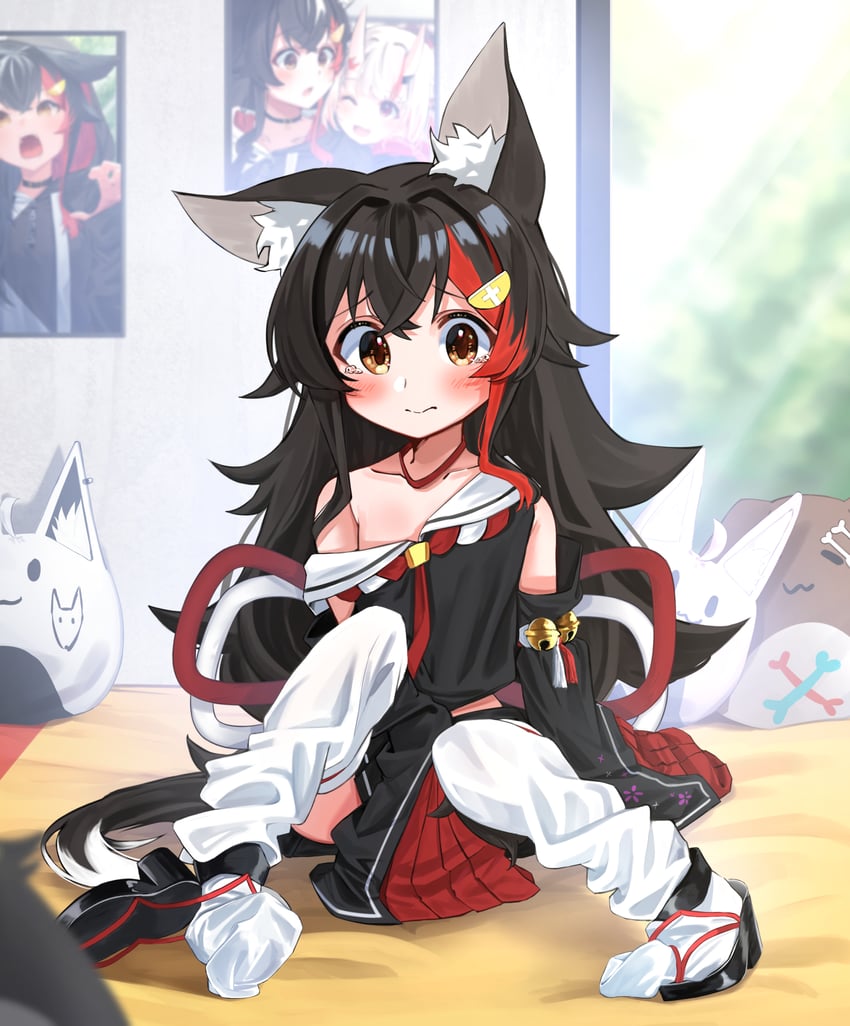 ookami mio, nakiri ayame, fubuchun, kayuchun, and korochun (hololive) drawn by daichi_(daichi_catcat)