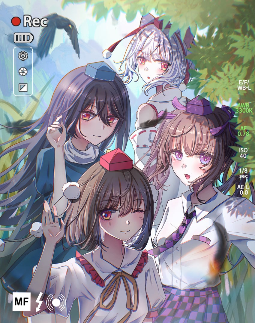 shameimaru aya, inubashiri momiji, himekaidou hatate, and iizunamaru megumu (touhou) drawn by aliceelysion111