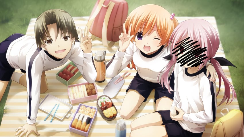 kurusu nono, minamisawa senri, and kawahara masashi (chaos;child) drawn by sasaki_mutsumi