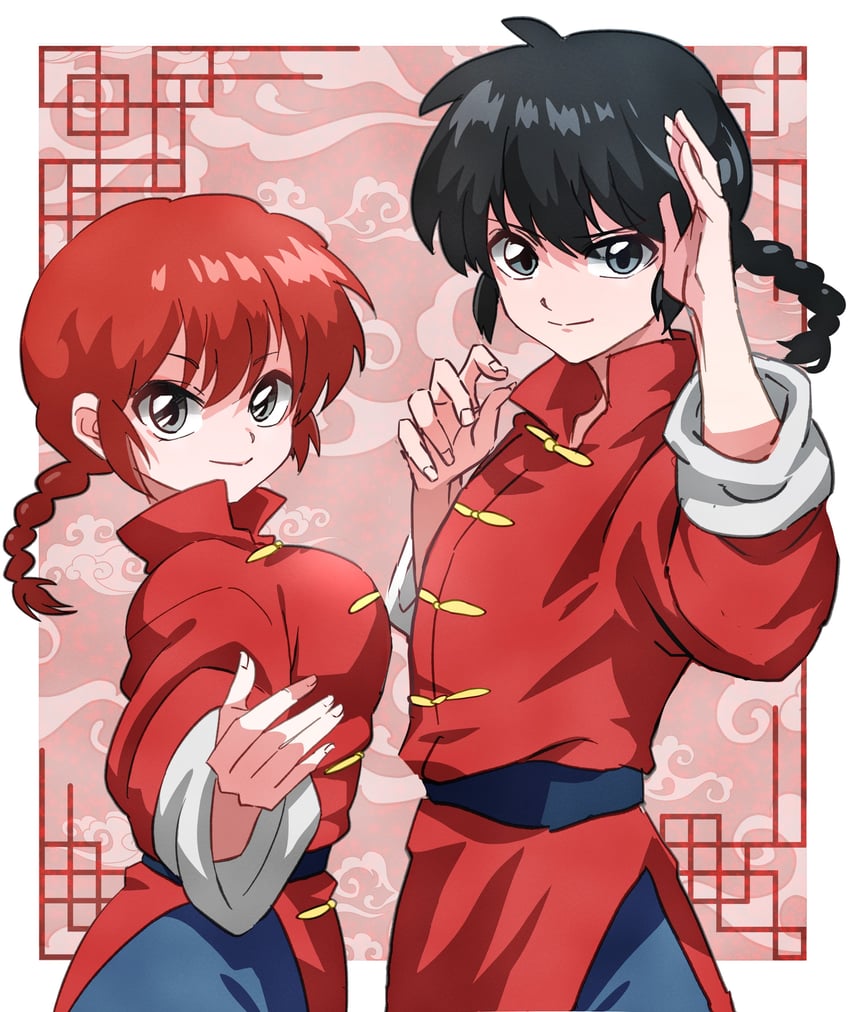 ranma-chan and saotome ranma (ranma 1/2) drawn by 26caaan