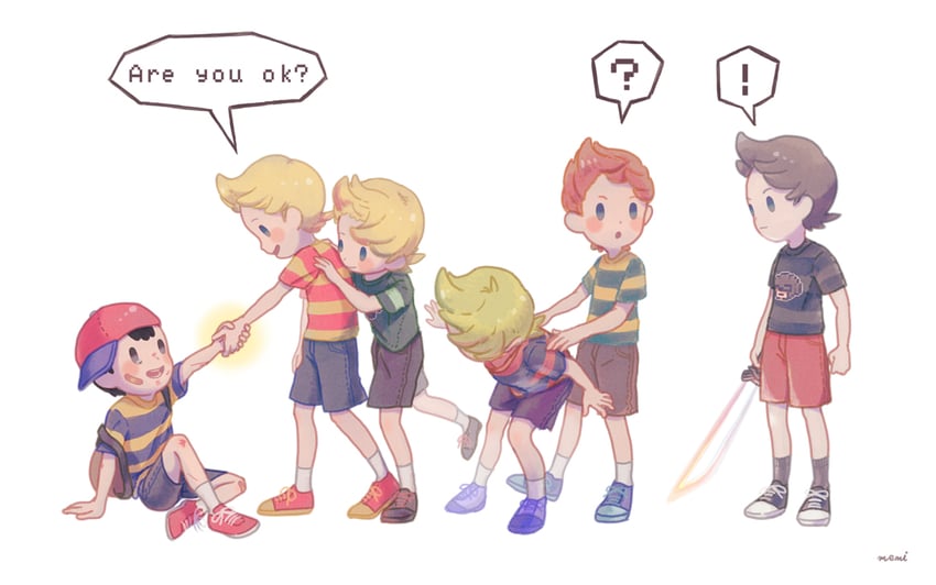 ness, lucas, claus, and masked man (super smash bros. and 3 more) drawn by memi_(gamemix)