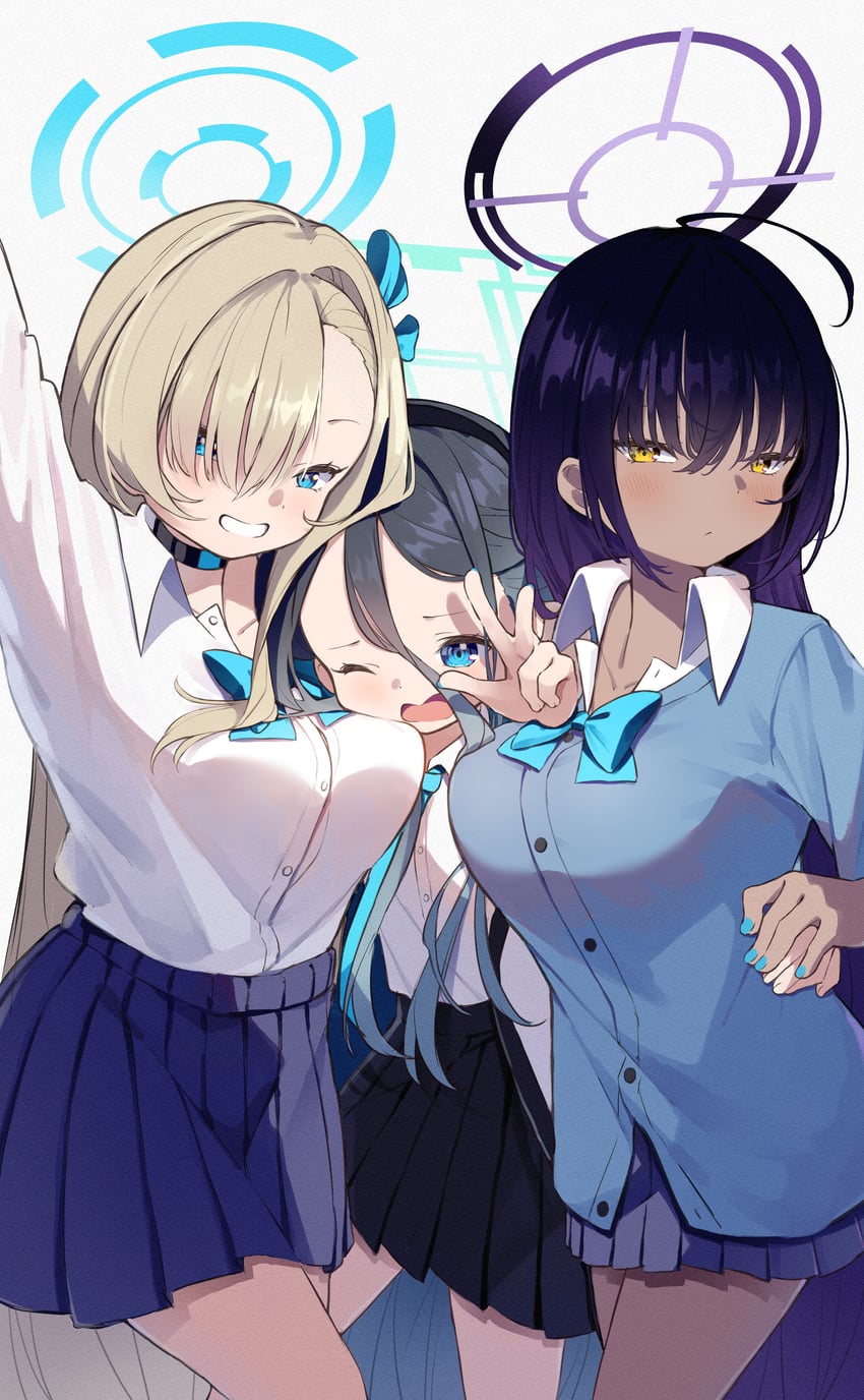 asuna, aris, and karin (blue archive) drawn by yuki_hishaku