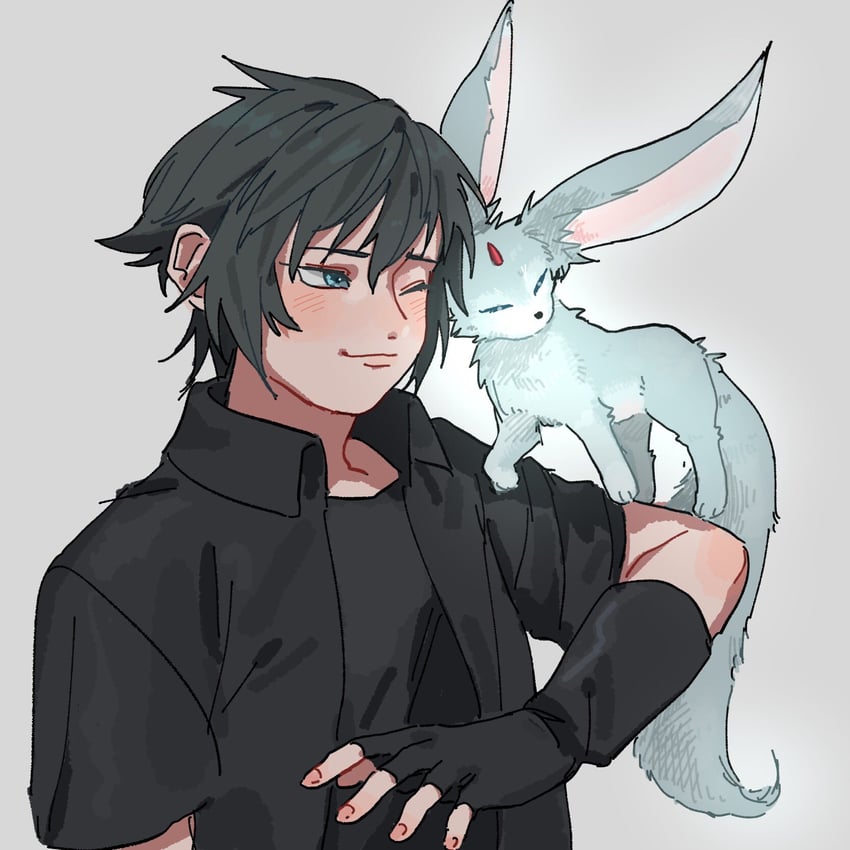 noctis lucis caelum and carbuncle (final fantasy and 1 more) drawn by lalalalife15