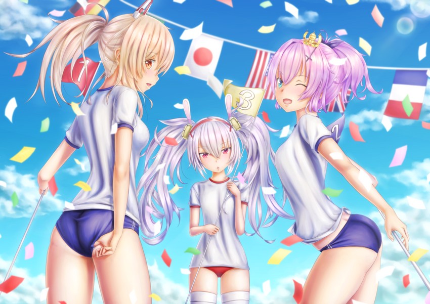 ayanami, laffey, and javelin (azur lane) drawn by zusshii_(libertasgenesis)