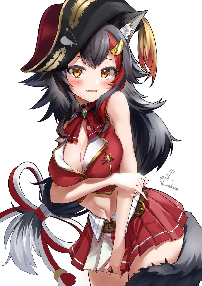 houshou marine and ookami mio (hololive) drawn by kito_koruta