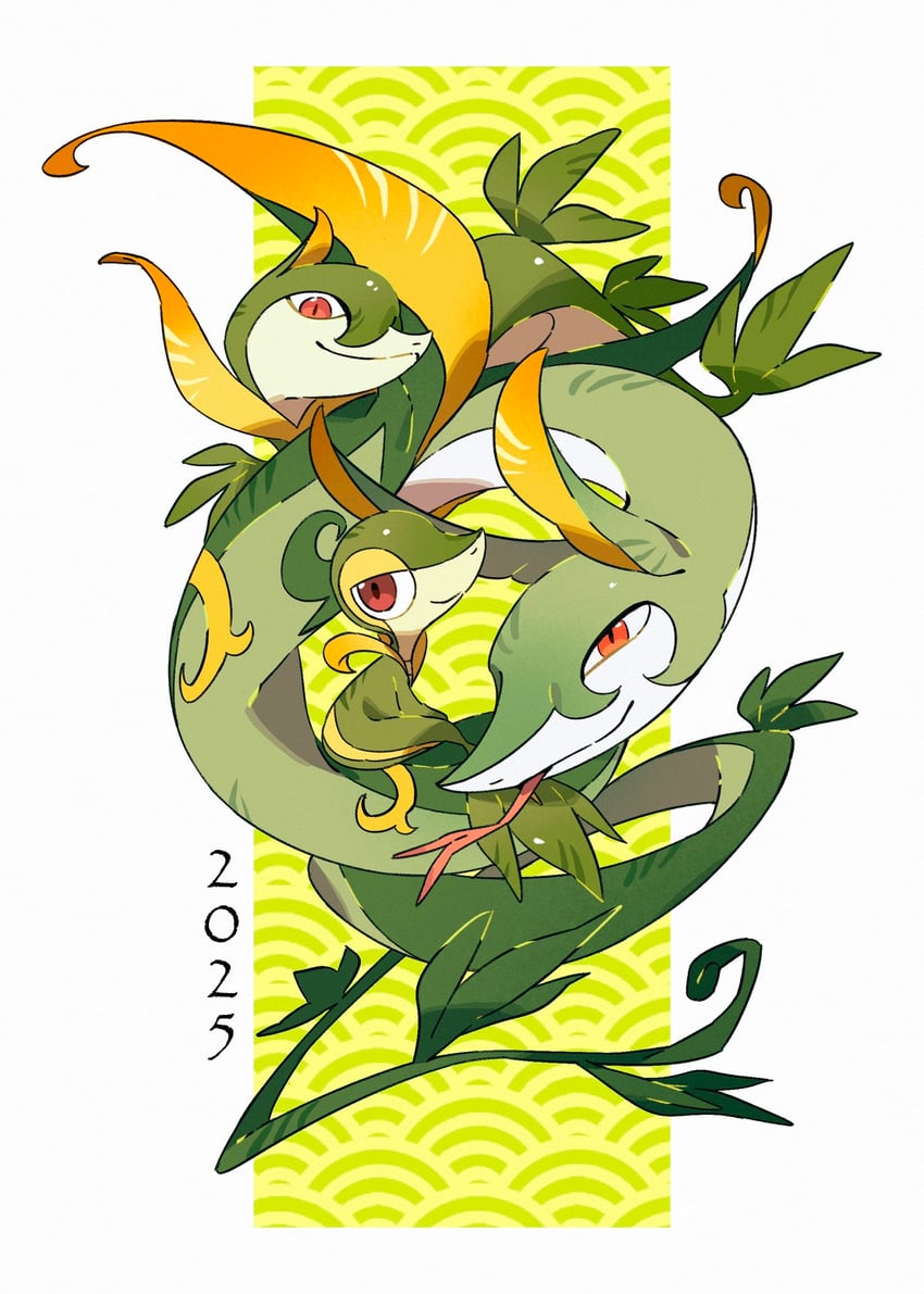 snivy, serperior, and servine (pokemon) drawn by wulie_errr