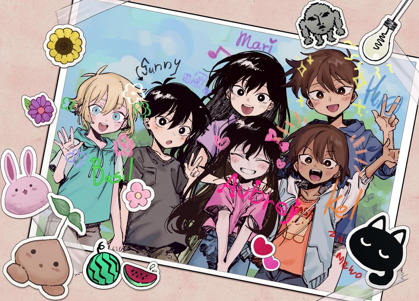 sunny, basil, kel, mari, and hero (omori) drawn by konoito_nui