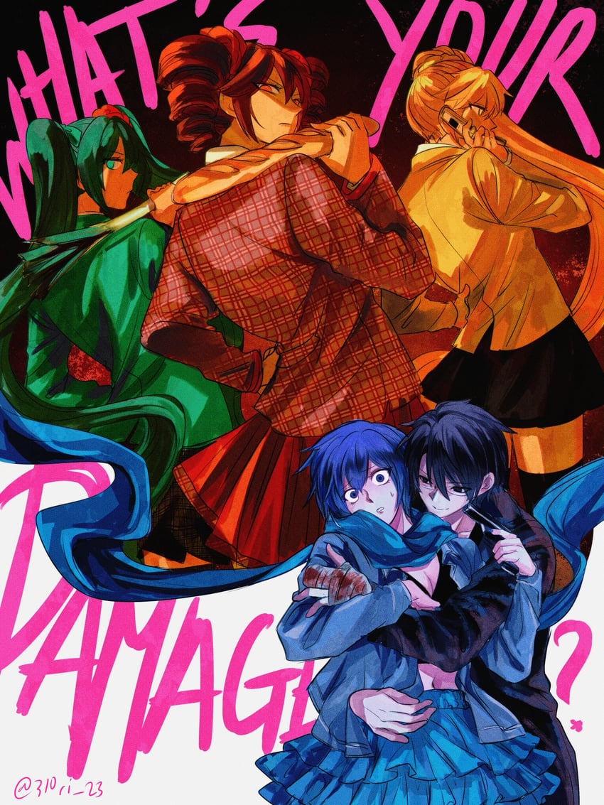 hatsune miku, kasane teto, kaito, akita neru, hiyama kiyoteru, and 5 more (vocaloid and 3 more) drawn by midori_(310ri_23)
