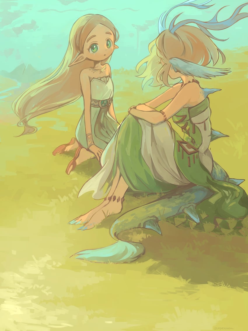 princess zelda and light dragon (the legend of zelda and 2 more) drawn by myon_(myonninn)