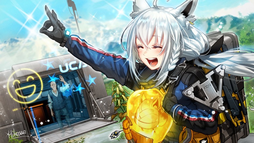 shirakami fubuki, oruyanke, sam porter bridges, and elder (hololive and 1 more) drawn by hikosan