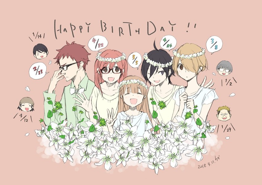 miyano, shiraishi, oota saya, shimura, and kicchan (tanaka-kun wa itsumo kedaruge) drawn by uda_nozomi