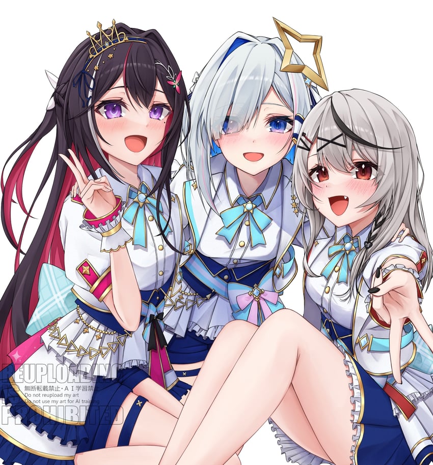 sakamata chloe, amane kanata, and azki (hololive) drawn by rike_111
