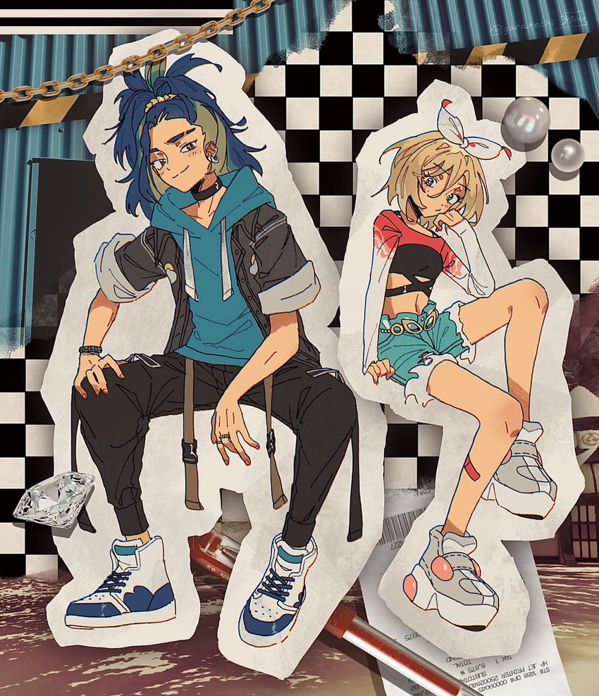 irida and adaman (pokemon and 1 more) drawn by garatechi