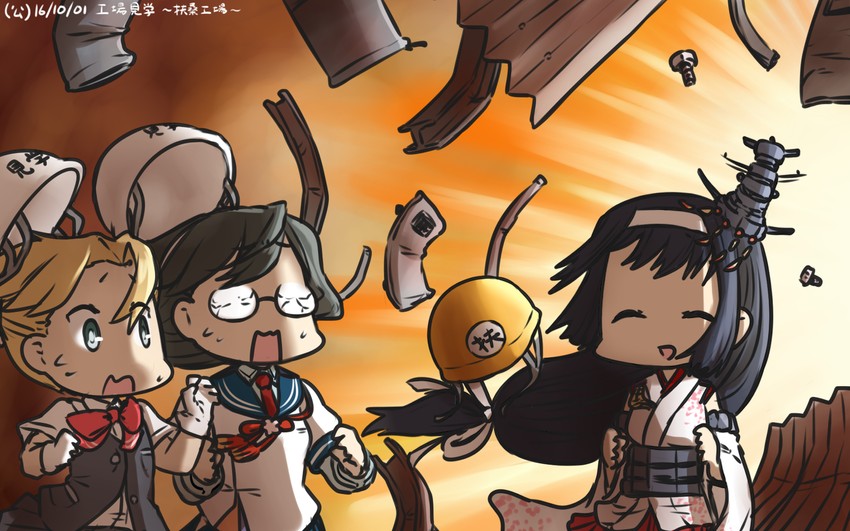 ooyodo, fusou, maikaze, fusou kai ni, and ooyodo kai (kantai collection) drawn by hamu_koutarou
