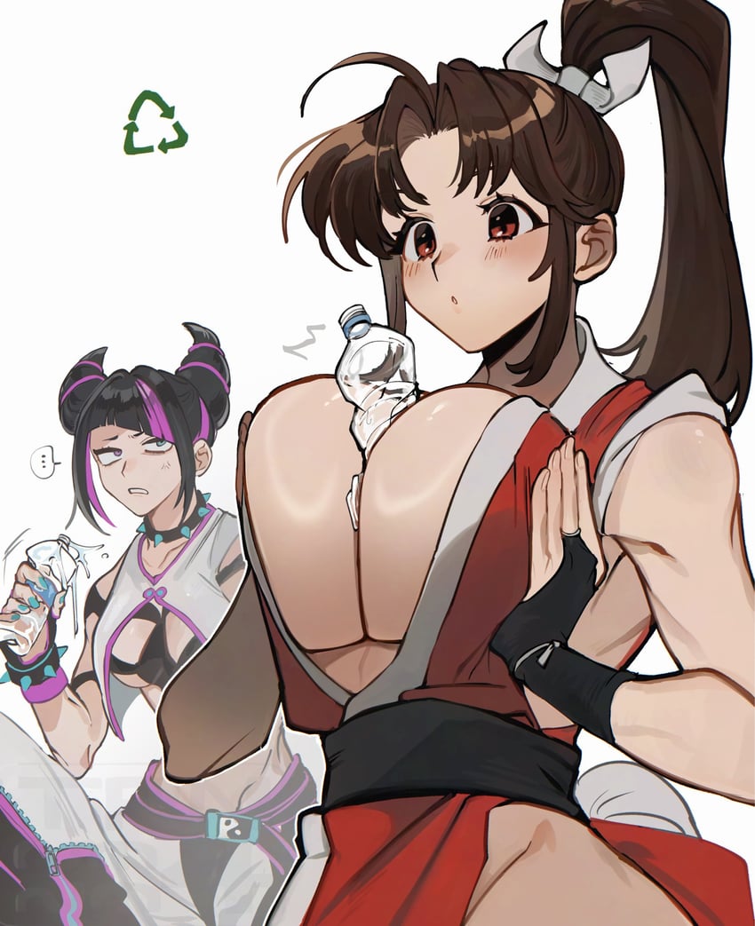 shiranui mai and han juri (street fighter and 2 more) drawn by trnnmnm4