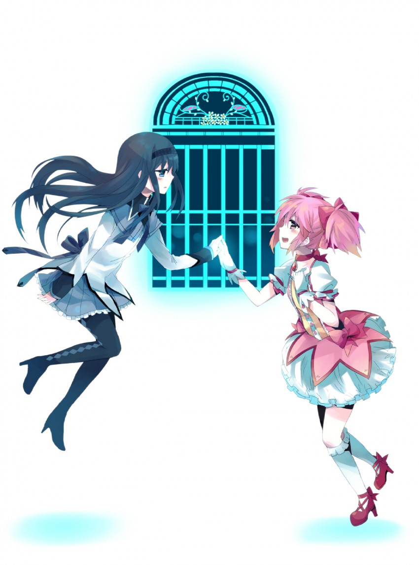 akemi homura and kaname madoka (mahou shoujo madoka magica) drawn by mizuki_(koko_lost)