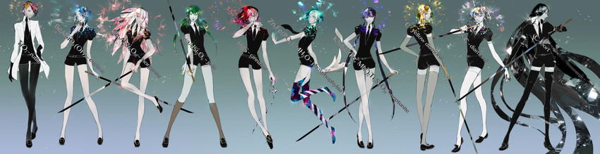 phosphophyllite, diamond, cinnabar, bort, yellow diamond, and 5 more (houseki no kuni) drawn by micho