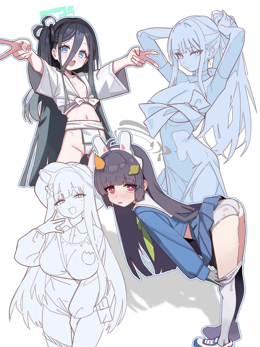 aris, saori, miyu, and shun (blue archive) drawn by rehu_(astd5787)