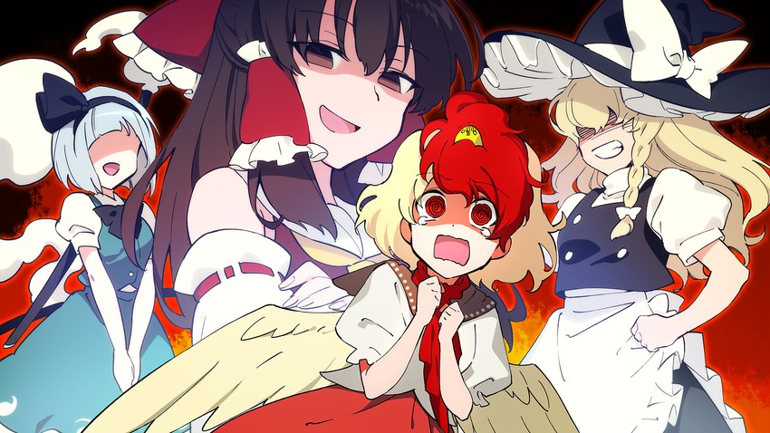 hakurei reimu, kirisame marisa, konpaku youmu, and niwatari kutaka (touhou and 1 more) drawn by futoumeido