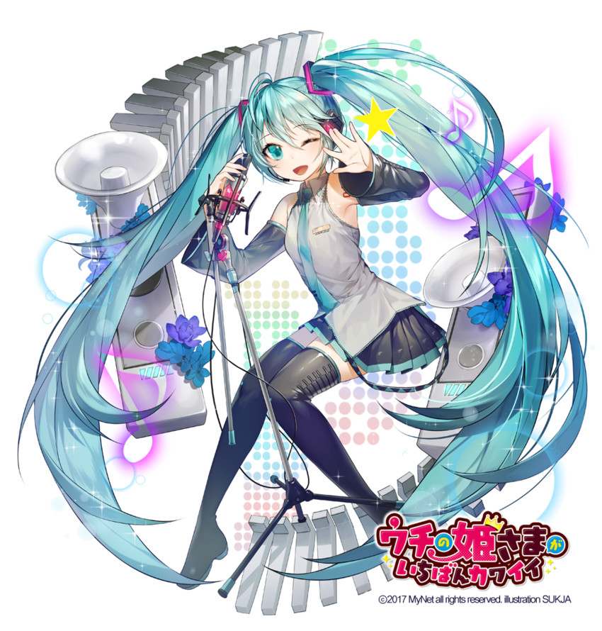 hatsune miku (vocaloid and 1 more) drawn by sukja