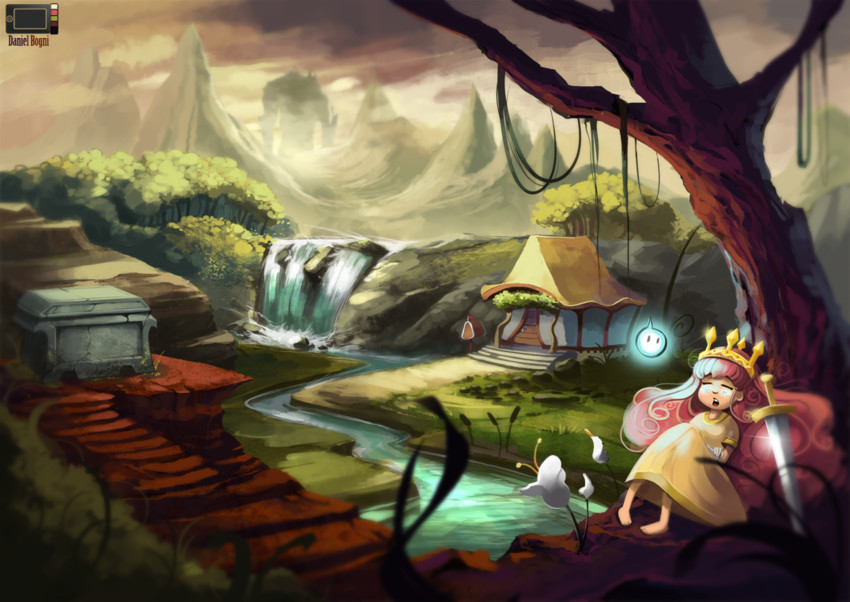 princess aurora and igniculus (child of light) drawn by daniel_bogni
