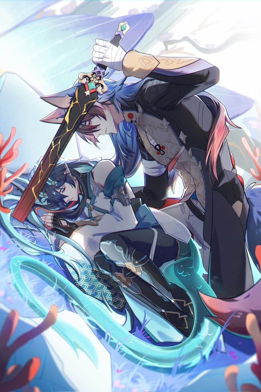 dan heng and blade (honkai and 1 more) drawn by elis10086