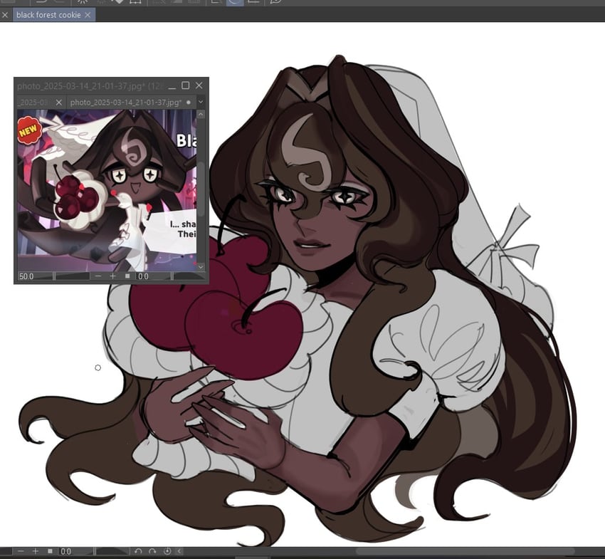 black forest cookie (cookie run and 1 more) drawn by siwtifearts